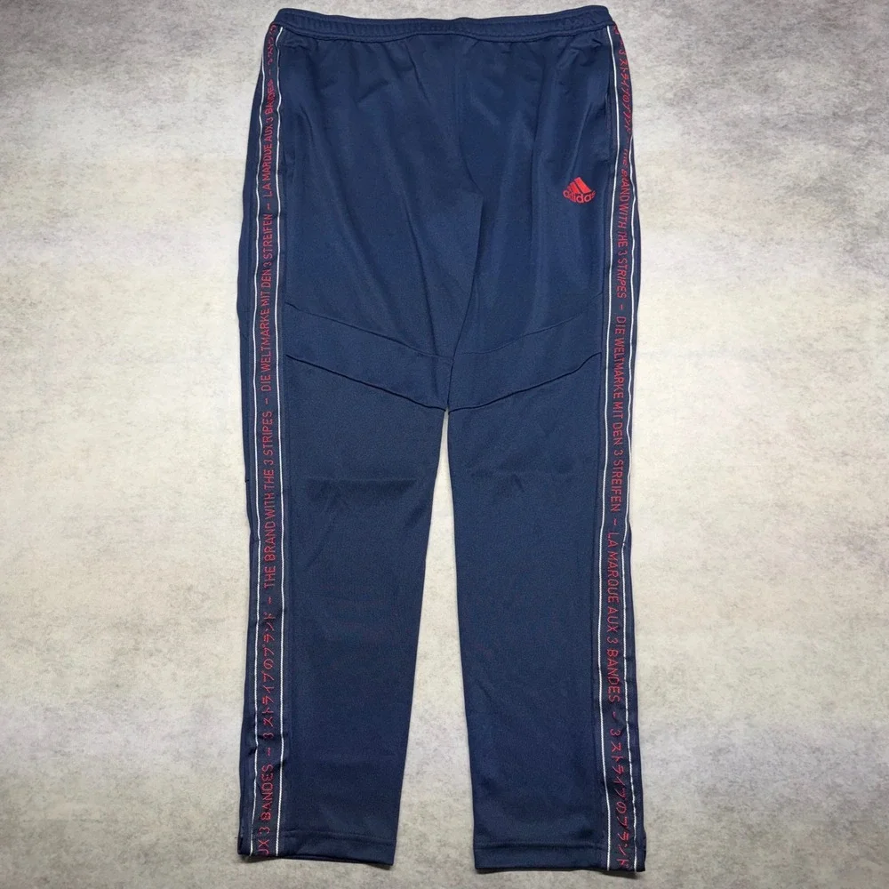 Adidas‎ Navy Blue Red Side Track Pants Mens XL Ankle Zip Athletic Streetwear